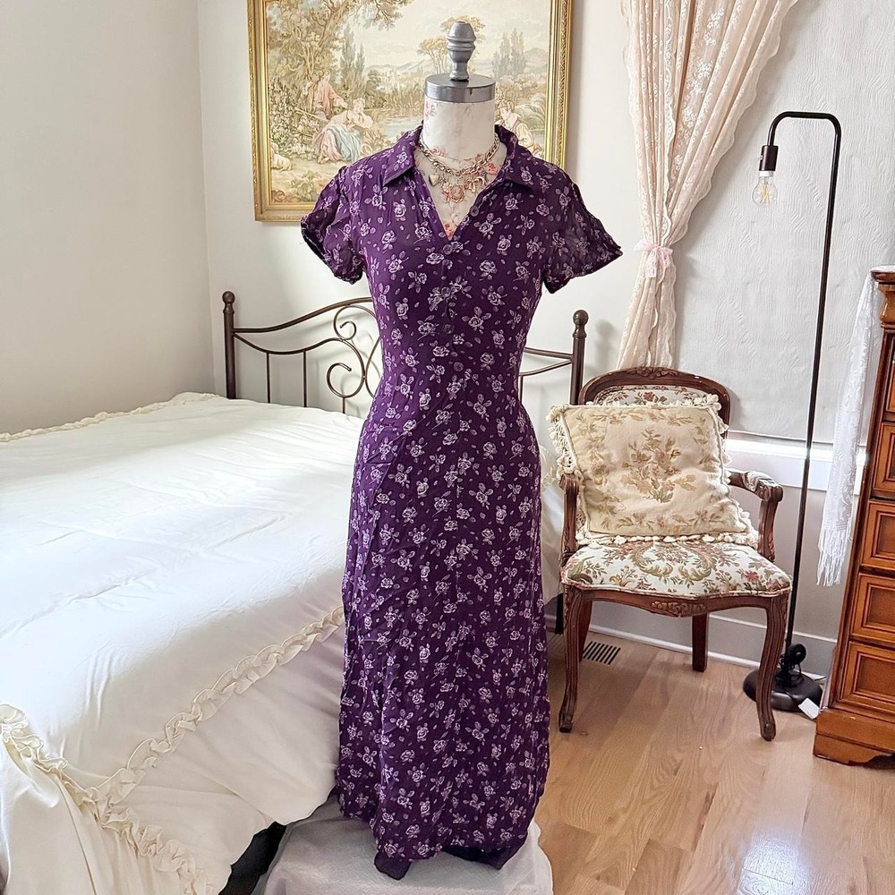 Y2K American Eagle size 4 purple floral maxi dress